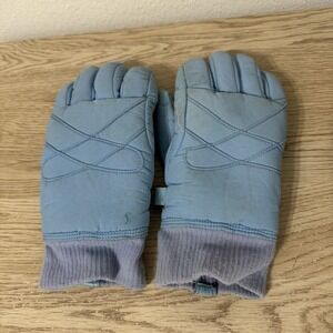 Hot Fingers Light‎ Blue Womens Size M Winter Ski Gloves Vintage